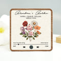 Grandma's Garden Retro Birth Flower Bouquet Personalized Music Fridge Magnet, Gift for Grandma, Mom