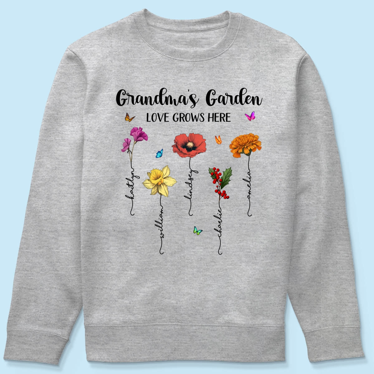 Grandma¡®s Garden Love Grows Here Beautiful Birth Month Flower Mother¡®s Day Gift For Grandma Mom Personalized Shirt