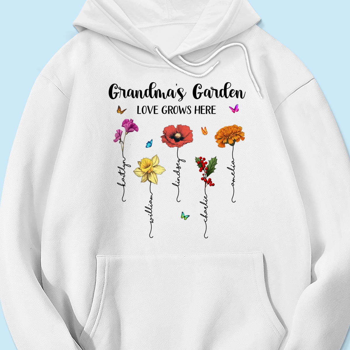 Grandma¡®s Garden Love Grows Here Beautiful Birth Month Flower Mother¡®s Day Gift For Grandma Mom Personalized Shirt