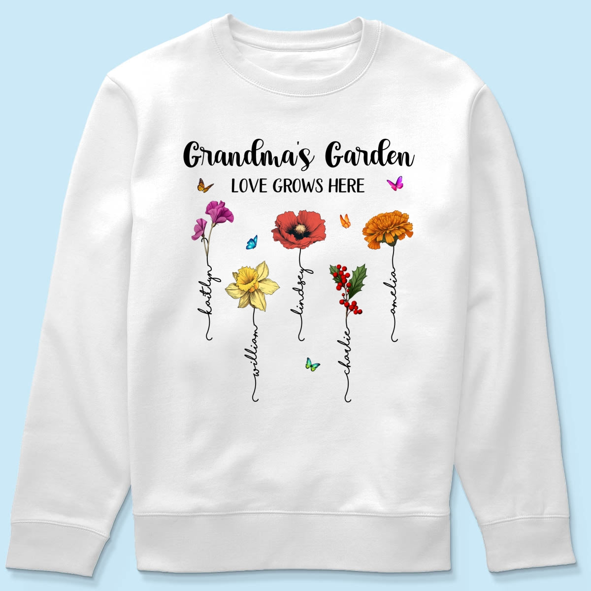 Grandma¡®s Garden Love Grows Here Beautiful Birth Month Flower Mother¡®s Day Gift For Grandma Mom Personalized Shirt