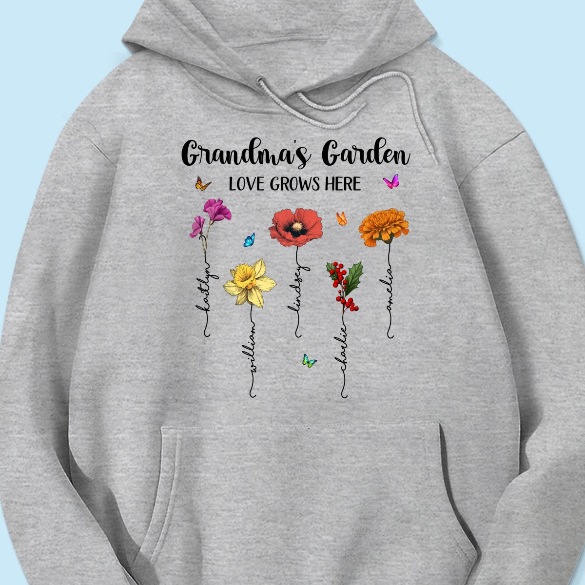 Grandma¡®s Garden Love Grows Here Beautiful Birth Month Flower Mother¡®s Day Gift For Grandma Mom Personalized Shirt