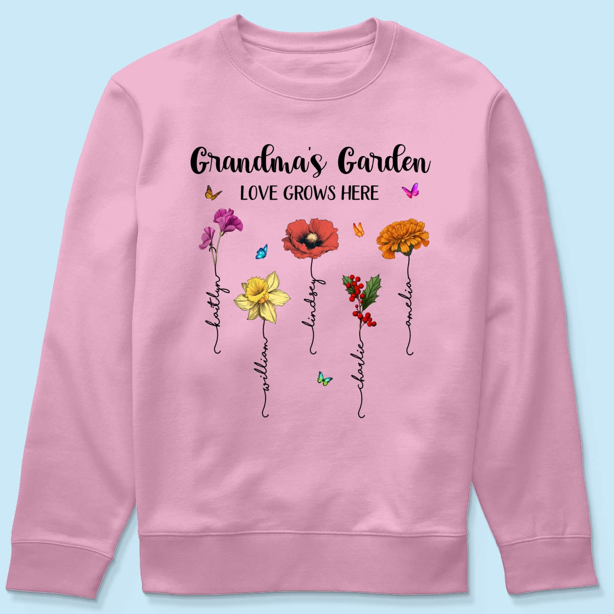 Grandma¡®s Garden Love Grows Here Beautiful Birth Month Flower Mother¡®s Day Gift For Grandma Mom Personalized Shirt