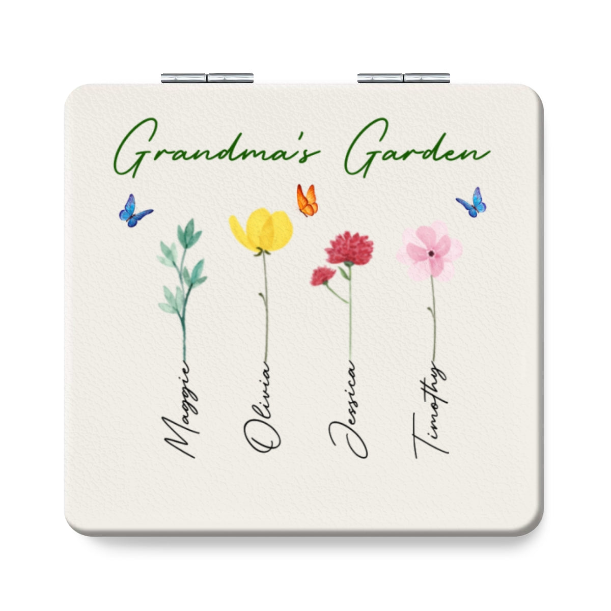 Grandma's Garden Gift Personalized Square Compact Mirror