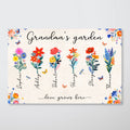 Grandma's Garden Modern Botanical Folk Art Birth Month Flower Personalized Poster, Gift For Grandma