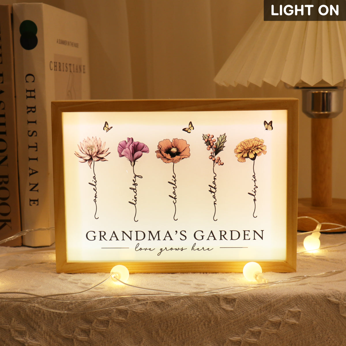 Grandma¡®s Garden Love Grows Here Unique Gift For Mom Grandma Personalized Luminous Frame Light Box