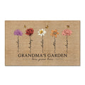 Grandma¡®s Garden Love Grows Here Vintage Birth Flower Swirl Name Personalized Doormat, Gift For Her, Grandma, Mom